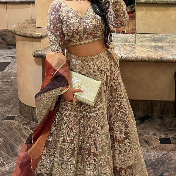 LASHKARAA Embroidered Magenta Lehenga - Picture 1 of 2